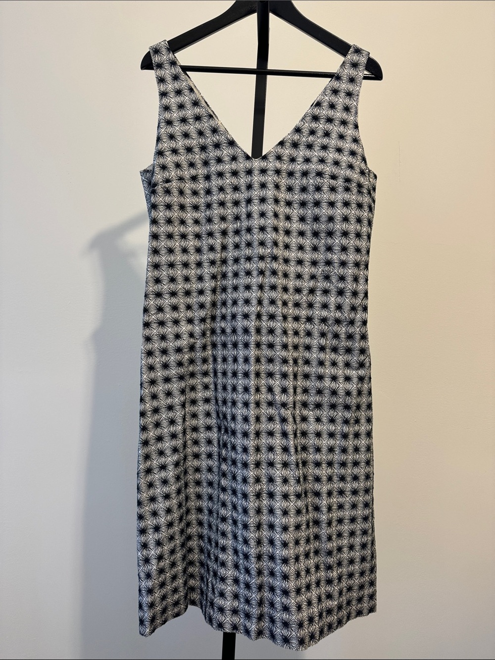 Piazza Sempione Black and White Geometric V-Neck Dress